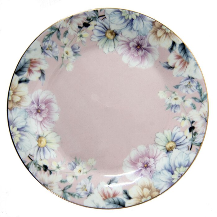 Clayre en Eef flotp Servies Ontbijtbord Roze ø 18x2 cm