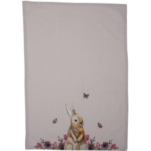 Clayre en Eef hbu42 Theedoek Roze, Beige 50x70 cm