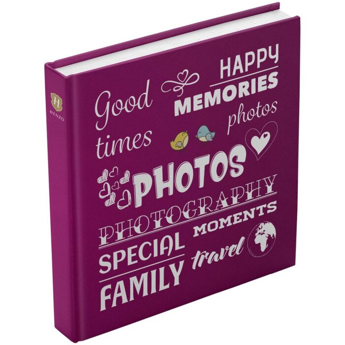 Henzo Jumbo Fotoalbum Wording wijnrood 30x30 cm 100 witte paginas