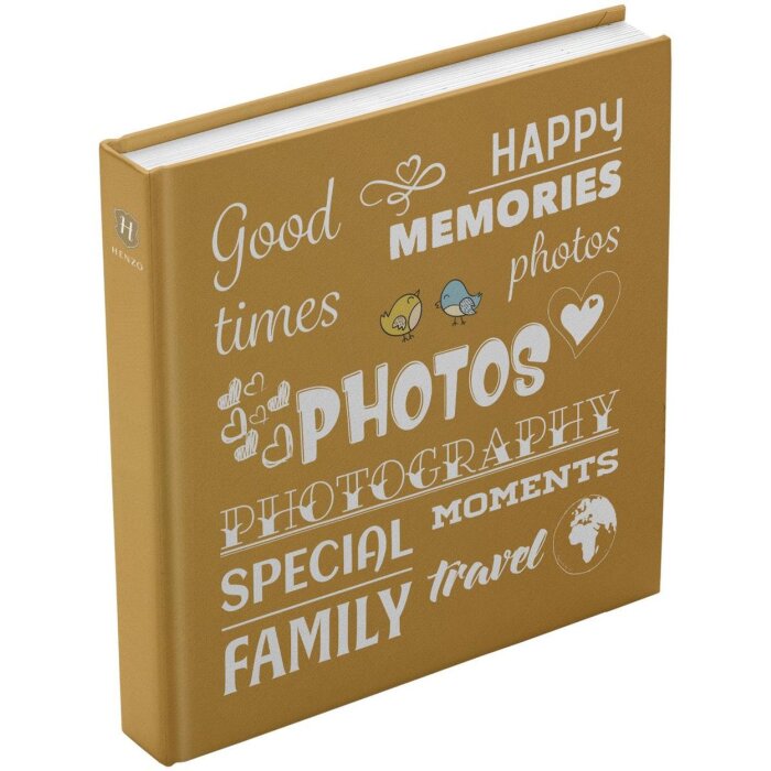 Henzo Jumbo Fotoalbum Wording geel 30x30 cm 100 witte paginas