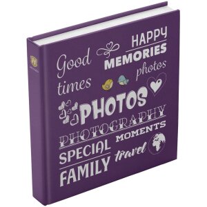 Henzo Jumbo Fotoalbum Wording paars 30x30 cm 100 witte...