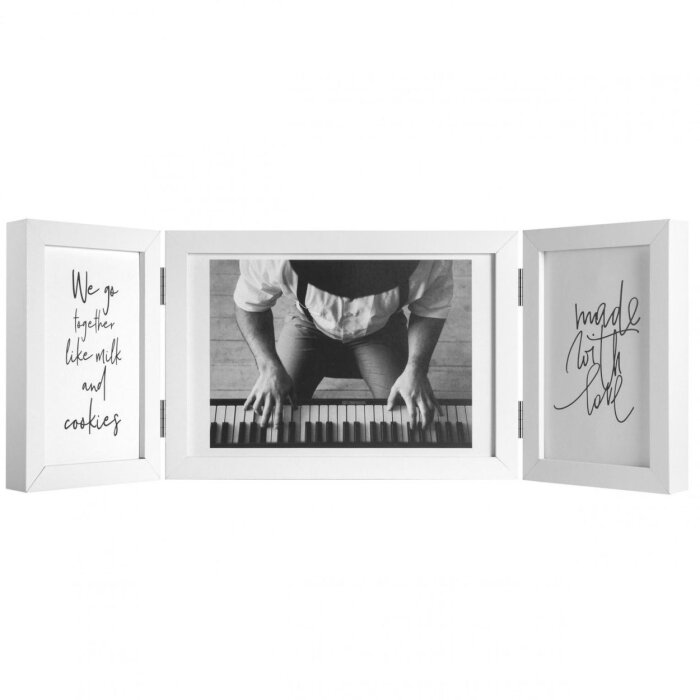 Henzo Houten Dubbele Lijst Piano 3 Fotos 10x15 cm en 15x20 cm wit