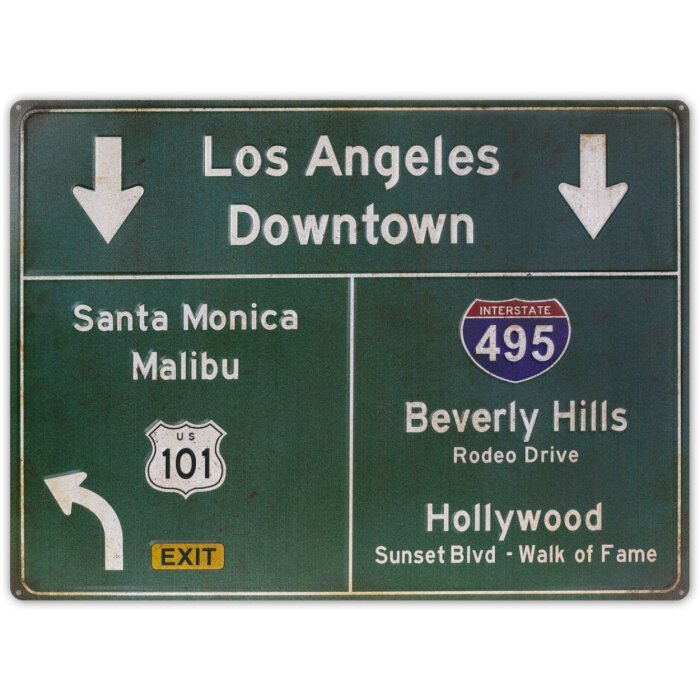 ZEP Tinnen bord ROADS 57,5x43x0,4 cm Los Angeles