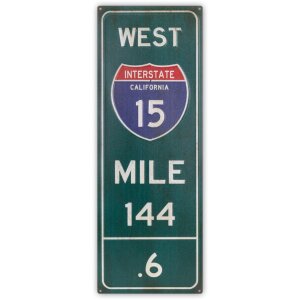 ZEP Tinnen bord WEST 20x55x0,4 cm Verkeersbord Interstate