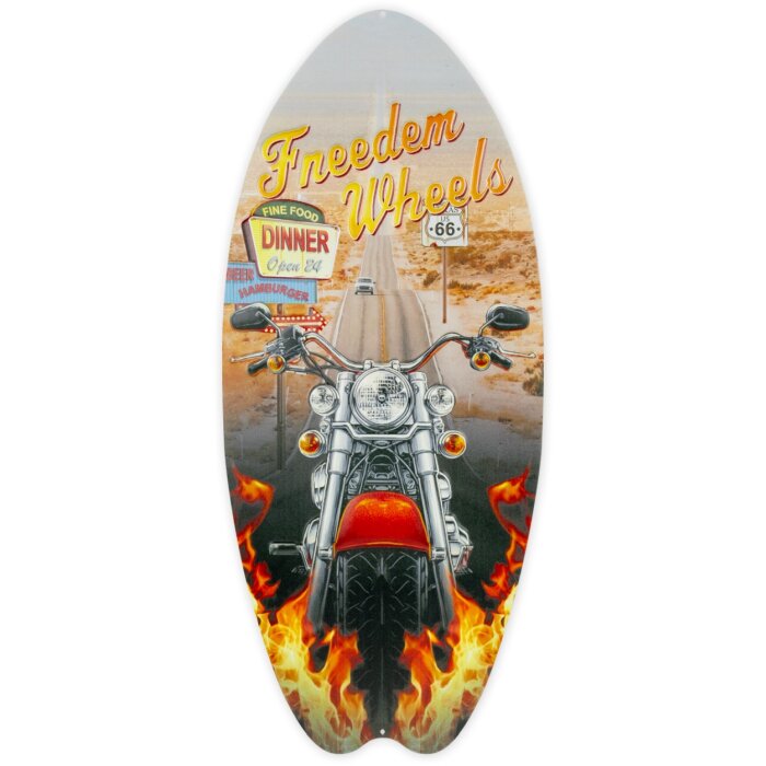 ZEP Tinnen bord SURF 23x53x0,4 cm Surfplank Freedem Wheels