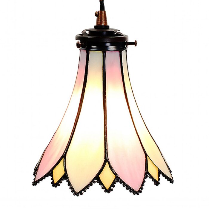 Clayre & Eef 5LL-6196 Hanglamp Tiffany Ø 15x115 cm E14-max 1x40W Roze - Beige