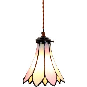 Clayre & Eef 5LL-6196 Hanglamp Tiffany Ø 15x115 cm E14-max 1x40W Roze - Beige