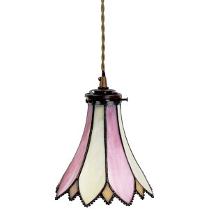 Clayre & Eef 5LL-6196 Hanglamp Tiffany Ø 15x115 cm E14-max 1x40W Roze - Beige