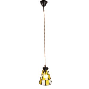 Clayre & Eef 5LL-6199 Hanglamp Tiffany Ø 15x115 cm E14-max 1x40W Geel-Bruin