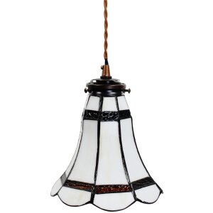 Clayre & Eef 5LL-6201 Hanglamp Tiffany Ø 15x115 cm E14-max 1x40W Wit - Bruin