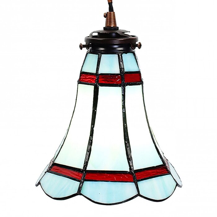 Clayre & Eef 5LL-6202 Hanglamp Tiffany Ø 15x115 cm E14-max 1x25W Blauw - Rood