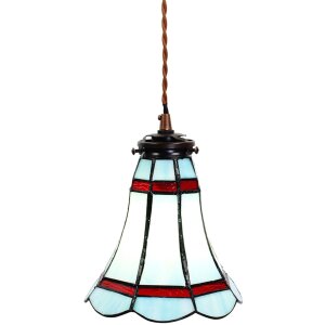 Clayre & Eef 5LL-6202 Hanglamp Tiffany Ø 15x115 cm E14-max 1x25W Blauw - Rood