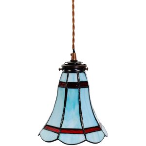 Clayre & Eef 5LL-6202 Hanglamp Tiffany Ø 15x115 cm E14-max 1x25W Blauw - Rood