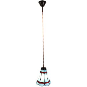 Clayre & Eef 5LL-6202 Hanglamp Tiffany Ø 15x115 cm E14-max 1x25W Blauw - Rood