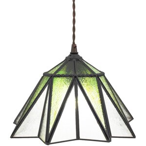 Clayre & Eef 5LL-6222 Hanglamp Tiffany Ø 31x107 cm E27-max 1x40W Groen