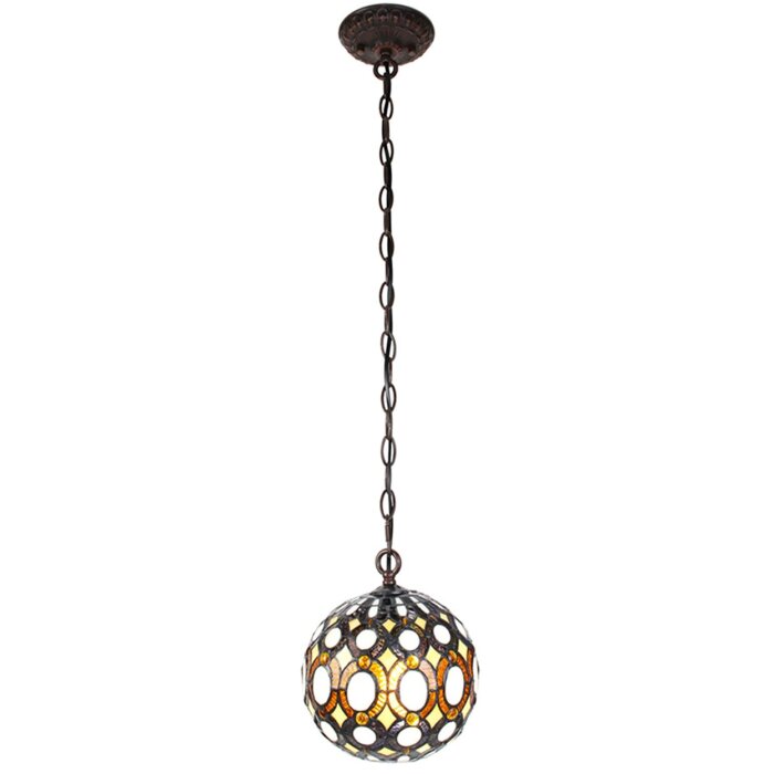 Clayre & Eef 5LL-6270 Hanglamp Tiffany Ø 20x116 cm E14-max 1x25W Geel