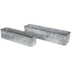 Clayre & Eef 5Y1074 Plantenhouder (2 stuks) 61x16x12 - 50x13x11 cm Grijs