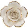 Clayre & Eef 65075 Deurknop 5x4x5 cm Wit - Goudkleurige Bloem