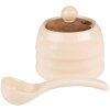 Clayre & Eef 6CE1488 Pot met lepel Ø 8x6 cm Beige-Bruin opbergpotje