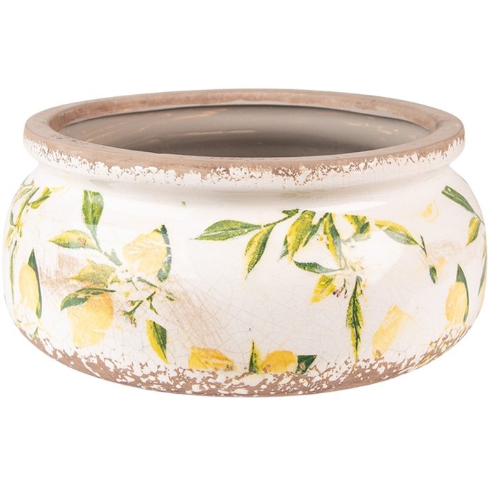 Clayre & Eef 6CE1534L Decoratie bloempot Ø 23x10 cm Geel