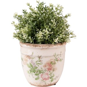 Clayre & Eef 6CE1541M Decoratie bloempot Ø 15x14 cm Roze - Beige