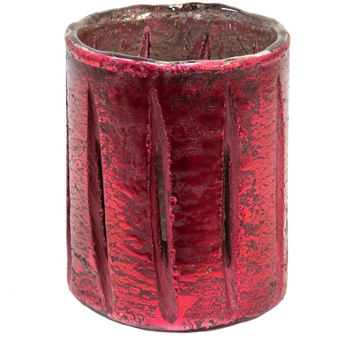 Clayre & Eef 6GL3632 Theelichthouder Ø 9x11 cm Rood glazen kaarsenhouder