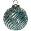 Clayre & Eef 6GL3762 Kerstboombal Ø 10x10 cm Groen - Zilverkleurig