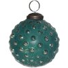 Clayre & Eef 6GL3763 Kerstbal Ø 7x7 cm Groen - Zilverkleurig