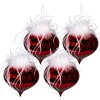 Clayre & Eef 6GL3930 Kerstbal Ø 10 cm (Set van 4) Rood - Wit