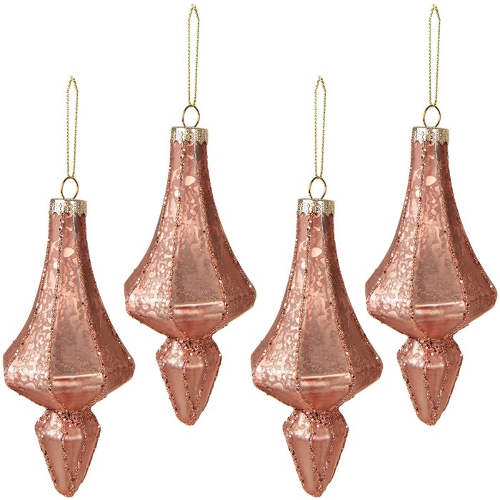 Clayre & Eef 6GL3935 Kerstbal Ø 6x15 cm (Set van 4) Roze