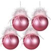 Clayre & Eef 6GL3940 Kerstbal Ø 10 cm (Set van 4) Roze Kerstbal