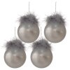 Clayre & Eef 6GL3941 Kerstboombal Ø 8 cm (Set van 4) Zilverkleurig - Wit