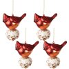 Clayre & Eef 6GL3958 Kerstbal 11x6x11 cm (Set van 4) Rood - Wit