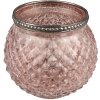 Clayre & Eef 6GL3978 Theelichthouder Ø 10x9 cm Roze Glazen Kaarsenhouder