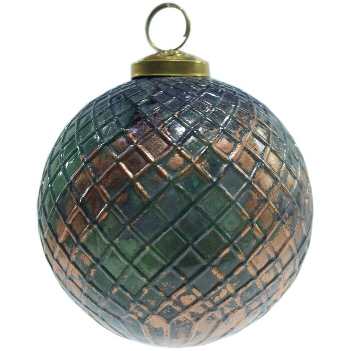 Clayre & Eef 6GL4043 Kerstbal Ø 10x10 cm Groen - Bruin