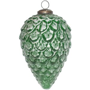 Clayre & Eef 6GL4044 Kerstbal Ø 10x16 cm Groen