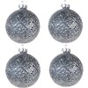 Clayre & Eef 6GL4108 Kerstboombal Ø 8x8 cm (Set van 4) Blauw