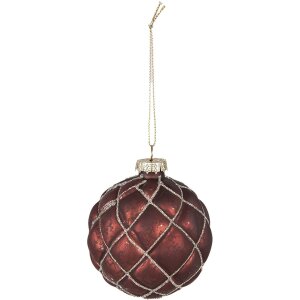 Clayre & Eef 6GL4118 Kerstboombal Ø 8x8 cm (Set van 2) Rood