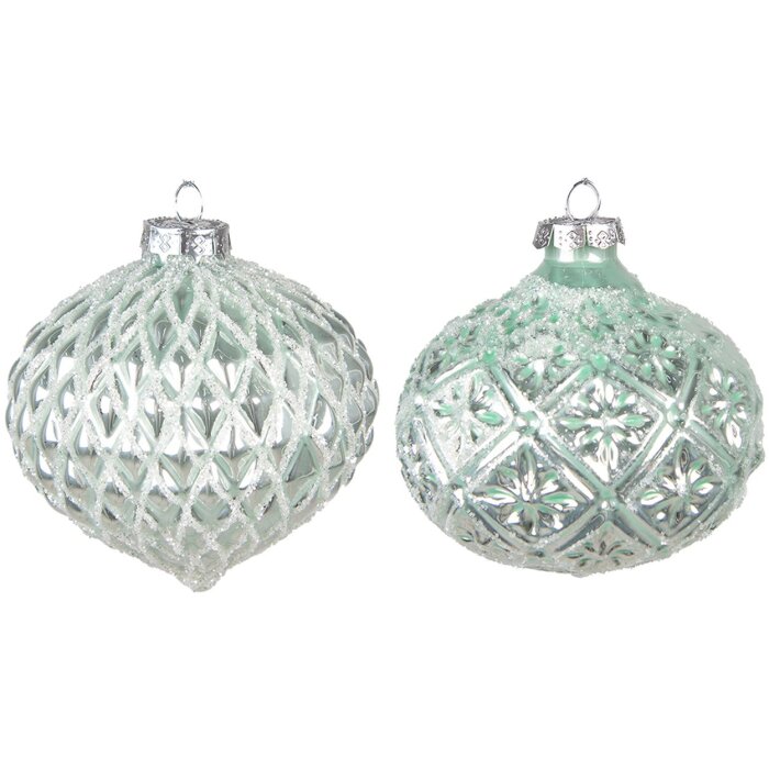 Clayre & Eef 6GL4128 Kerstbal Ø 10x10 cm (Set van 2) Groen