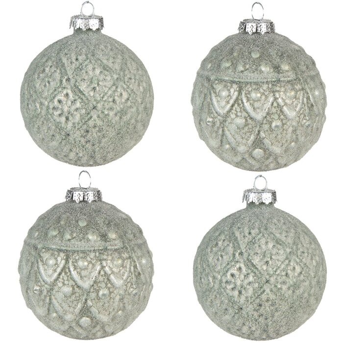 Clayre & Eef 6GL4139 Kerstbal Ø 8x8 cm (Set van 4) Groen