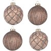 Clayre & Eef 6GL4144 Kerstboombal Ø 8x8 cm (Set van 4) Bruin