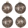 Clayre & Eef 6GL4150 Kerstboombal Ø 8x8 cm (Set van 4) Bruin