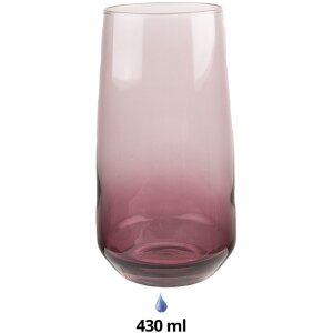 Clayre & Eef 6GL4311P Drinkglas Ø 6x14 cm - 430 ml Waterglas Paars