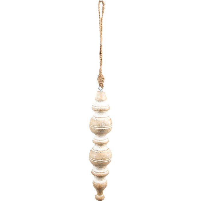 Clayre & Eef 6H2240 Decoratie Ornament Ø 5x23 cm Beige - Wit