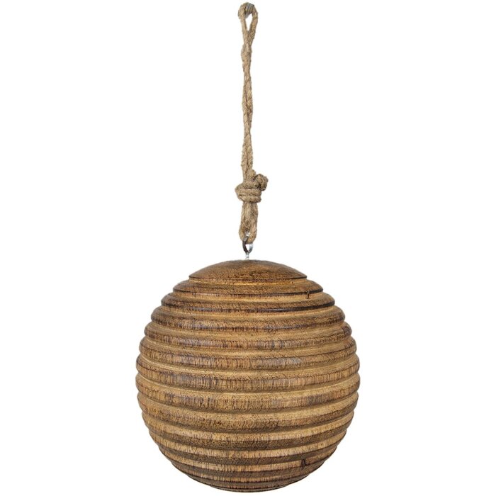 Clayre & Eef 6H2256 Kerstboom Bal Ø 8x8 cm Bruin Kerstbal Hout