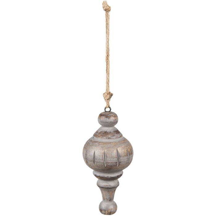 Clayre & Eef 6H2286 Decoratie Ornament Ø 7x15 cm Grijs - Bruin Hanger