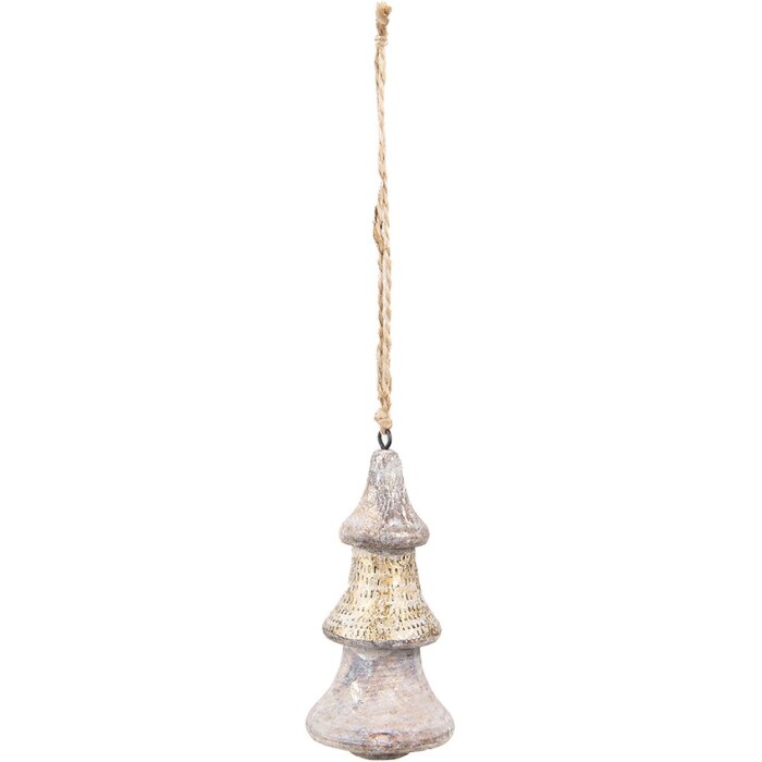 Clayre & Eef 6H2296 Decoratie Kerstboom Ø 6x13 cm Goudkleurige Hanger