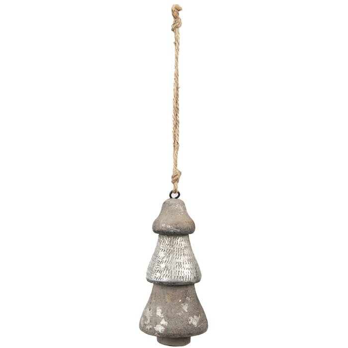 Clayre & Eef 6H2297 Decoratie Kerstboom Ø 6x13 cm Zilverkleurige Hanger