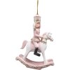 Clayre & Eef 6PR3671 Decoratie Notenkraker op hobbelpaard 6x3x9 cm Roze