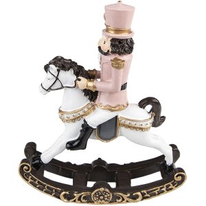 Clayre & Eef 6PR3712 Decoratie Notenkraker op hobbelpaard 15x5x18 cm Roze